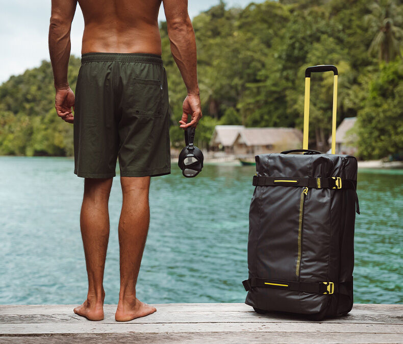 Urban Track Duffle with Wheels + Urban Groove Backpack: smooth on the platforms, sturdy off them.