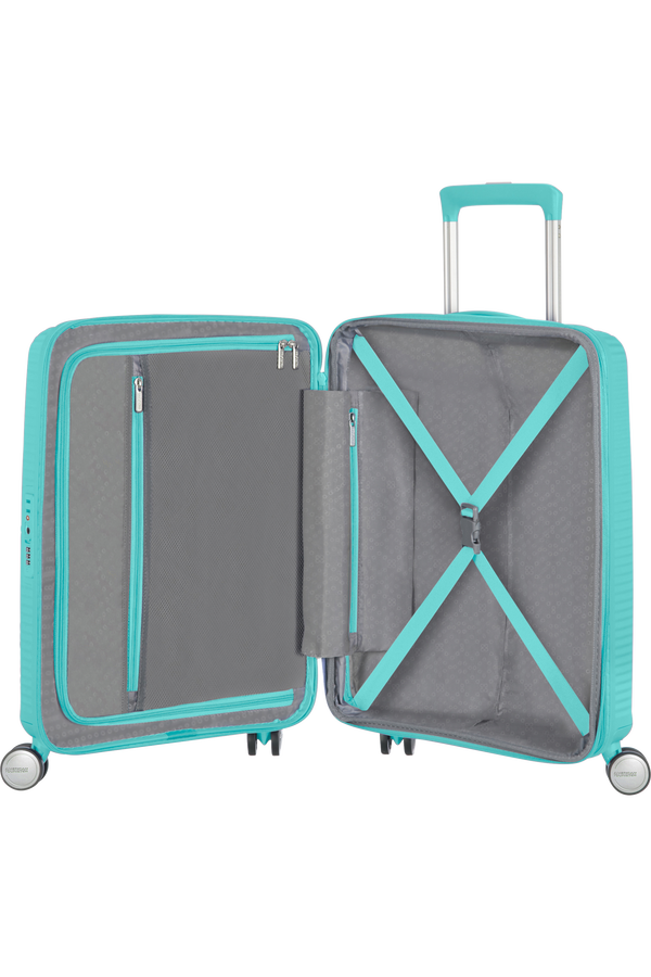 American Tourister Soundbox Spinner TSA Expandable 55cm  Poolside Blue