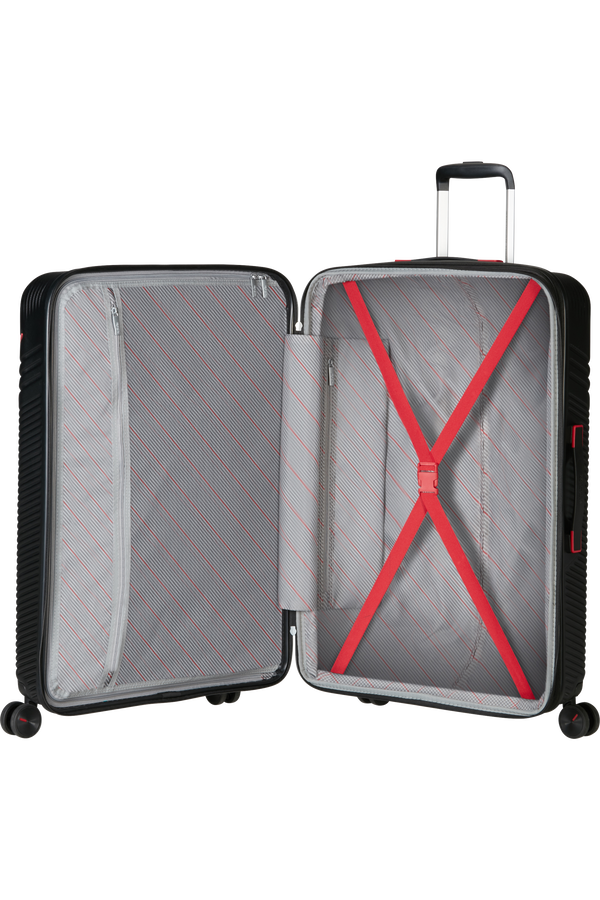 American Tourister Triple Trace Spinner TSA Expandable 76cm  Noir/Rouge