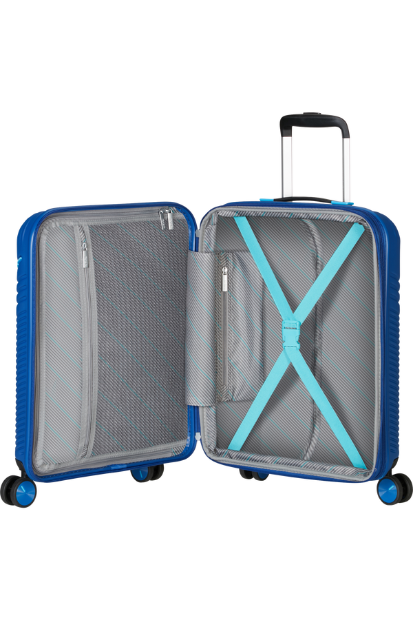 American Tourister Triple Trace Spinner TSA Expandable 55cm  Bleu marine/Bleu