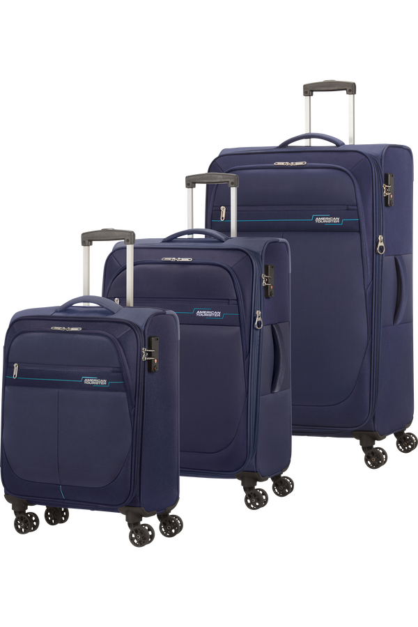 American Tourister Deep Dive 3 PC Set A  Bleu marine/Bleu