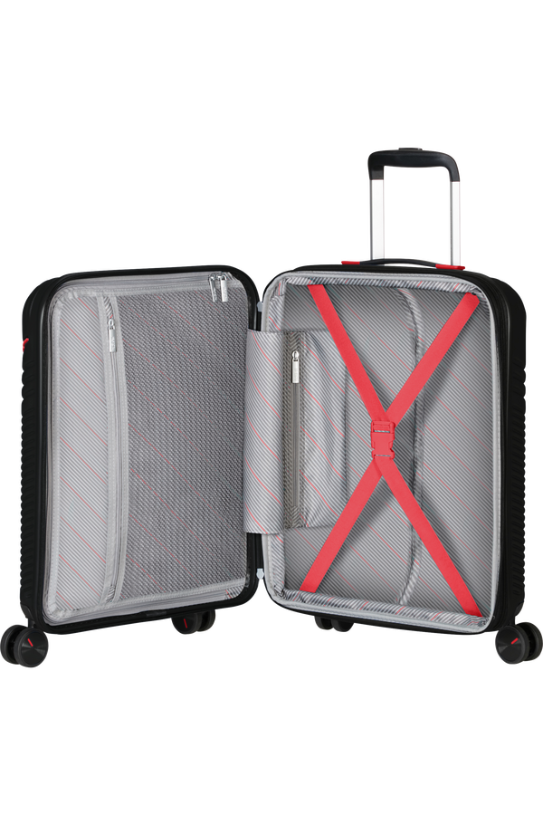 American Tourister Triple Trace Spinner TSA Expandable 55cm  Noir/Rouge