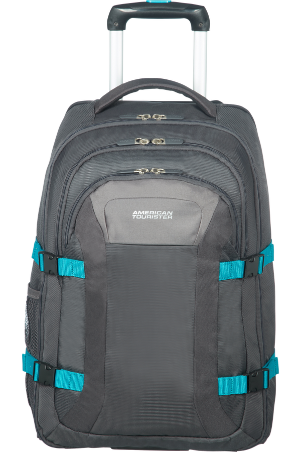 American Tourister Road Quest Sac à dos ordinateur avec roulettes 39.6cm/15.6inch  Grey/Turquoise