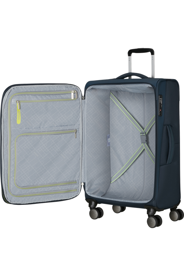 American Tourister Wanderlite Spinner EXP TSA M  Bleu marine foncé