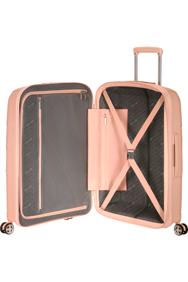 American Tourister StarVibe Spinner Expandable TSA 67cm  Metallic Peach